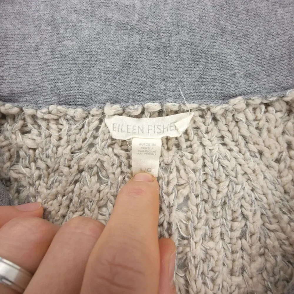 EILEEN FISHER Organic Cotton High Collar 2-Way Zip Jacket Maple Oat Knit Luxury